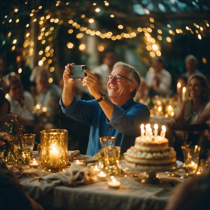 Uncle Ray filming the party on his phone